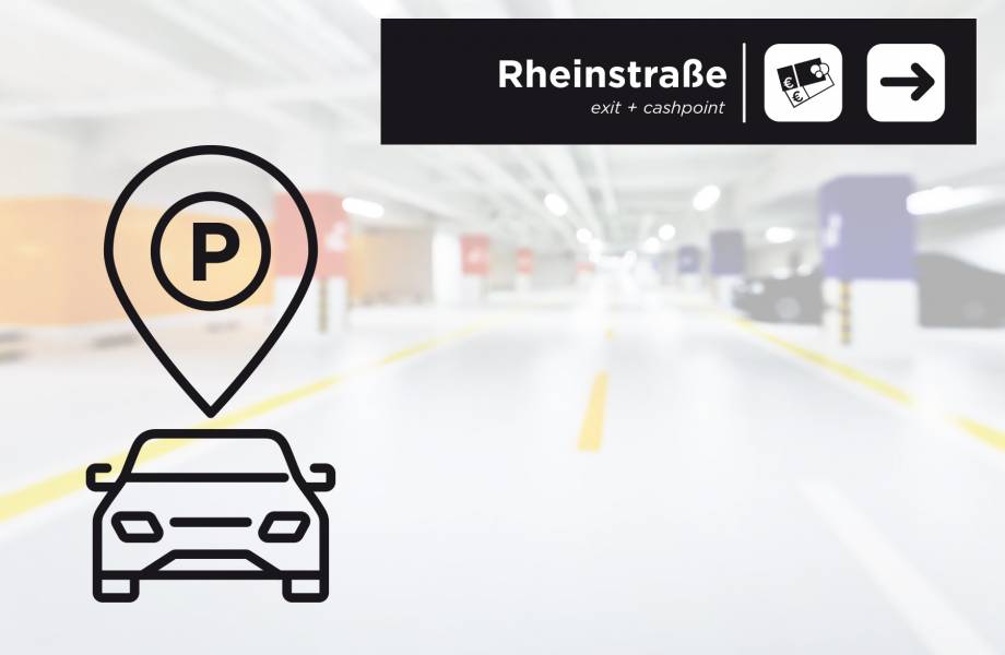 ein helles freundliches Parkhaus, indem noch viele Parkplätze frei sind